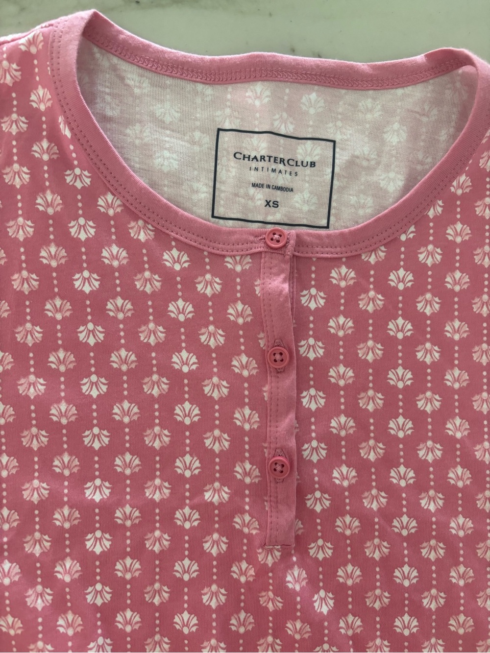 Charter Club Women's Cotton Printed Henley Sleepshirt, Size XS NWT. - Picture 5 of 6